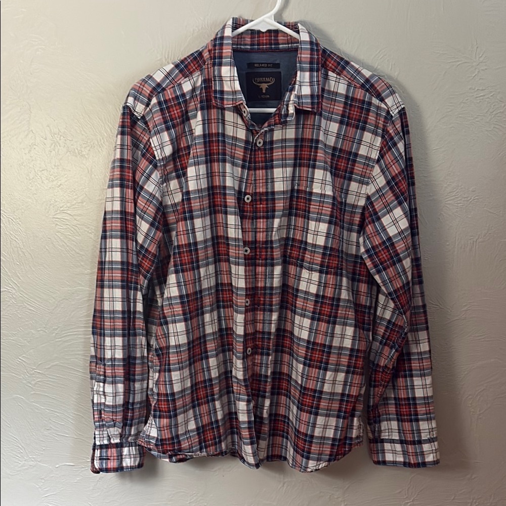 Buffalo Red and Blue Casual Button Down Shirt